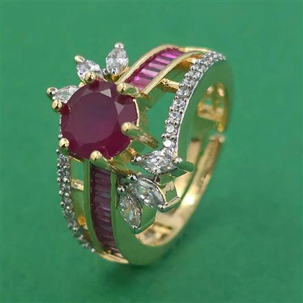 American Diamond Adjustable Ring with 2 Tone Plating
