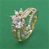 American Diamond Adjustable Ring with 2 Tone Plating