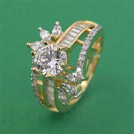 American Diamond Adjustable Ring with 2 Tone Plating
