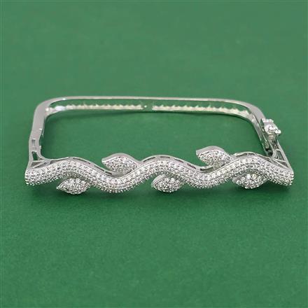 American Diamond Openable kada with Rhodium Plating 2 Tone Plating Mehndi Plating