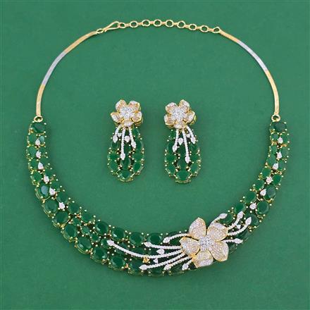 American Diamond Classic Necklace with 2 Tone Plating