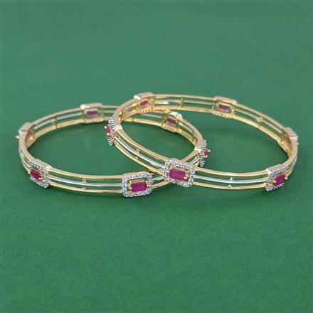 American Diamond 2 Pc Classic Bangles with 2 Tone Plating
