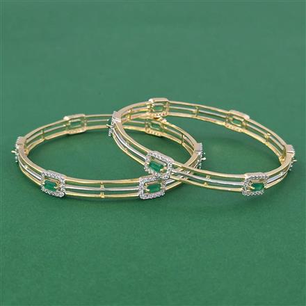 American Diamond 2 Pc Classic Bangles with 2 Tone Plating
