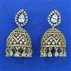 American Diamond Jhumki with Rhodium Plating 2 Tone Plating Mehndi Plating