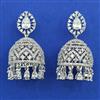 American Diamond Jhumki with Rhodium Plating 2 Tone Plating Mehndi Plating