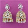 American Diamond Jhumki with Rhodium Plating 2 Tone Plating Mehndi Plating