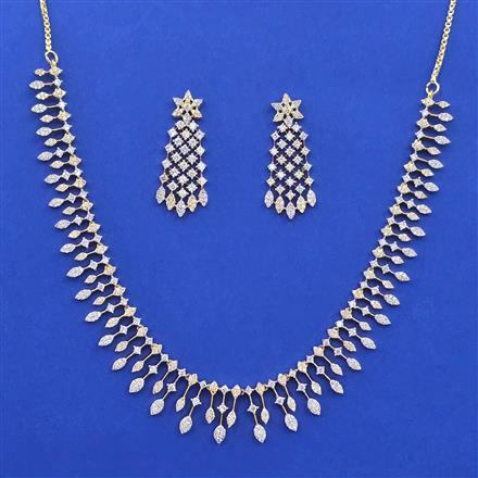 American Diamond Classic Necklace with Rhodium Plating 2 Tone Plating Mehndi Plating