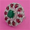 American Diamond Adjustable Ring with Rhodium Plating