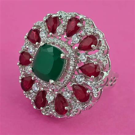 American Diamond Adjustable Ring with Rhodium Plating