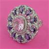 American Diamond Adjustable Ring with Rhodium Plating