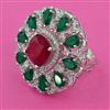 American Diamond Adjustable Ring with Rhodium Plating