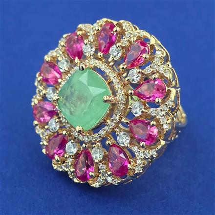 American Diamond Adjustable Ring with Carat Plating