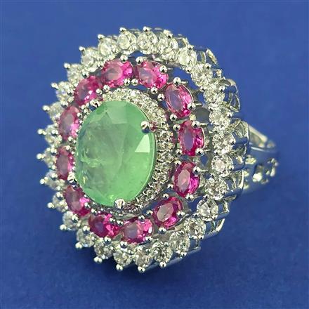 American Diamond Adjustable Ring with Rhodium Plating