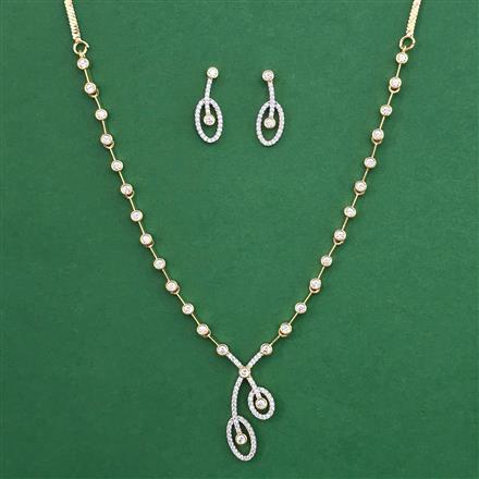 American Diamond Delicate Necklace with Rhodium Plating 2 Tone Plating