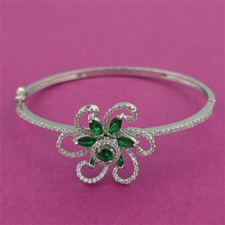 American Diamond Openable kada with Rhodium Plating