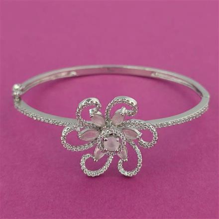 American Diamond Openable kada with Rhodium Plating