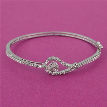 American Diamond Openable kada with Rhodium Plating 2 Tone Plating Mehndi Plating