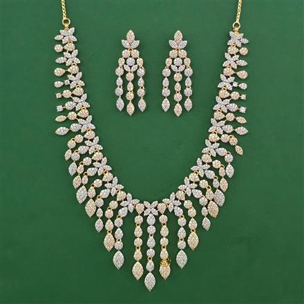 American Diamond Classic Necklace with Rhodium Plating 2 Tone Plating Mehndi Plating