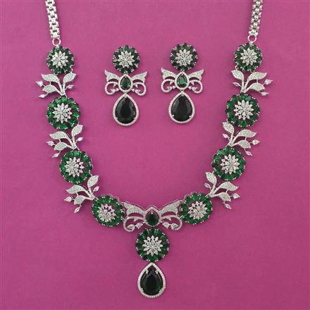 American Diamond Classic Necklace with Rhodium Plating