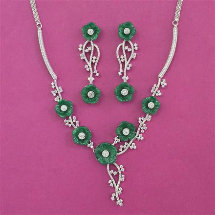 American Diamond Classic Necklace with Rhodium Plating