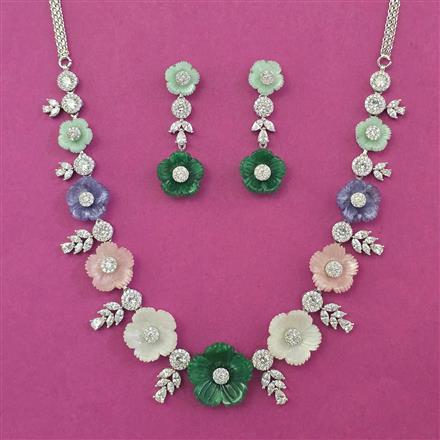 American Diamond Classic Necklace with Rhodium Plating