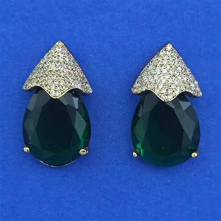 American Diamond Classic Earring with Mehndi Plating