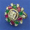 American Diamond Adjustable Ring with Mehndi Plating