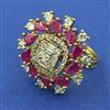 American Diamond Adjustable Ring with Mehndi Plating
