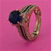 American Diamond Adjustable Ring with Mehndi Plating
