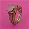 American Diamond Adjustable Ring with Mehndi Plating