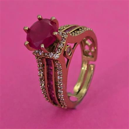 American Diamond Adjustable Ring with Mehndi Plating