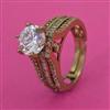 American Diamond Adjustable Ring with Mehndi Plating