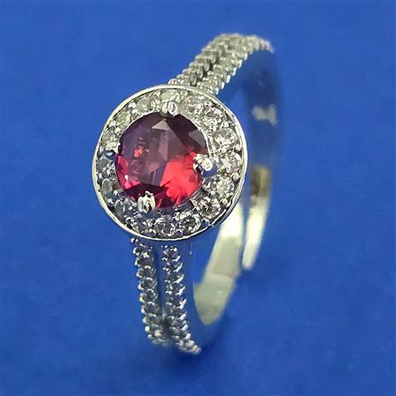 American Diamond Adjustable Ring with Rhodium Plating
