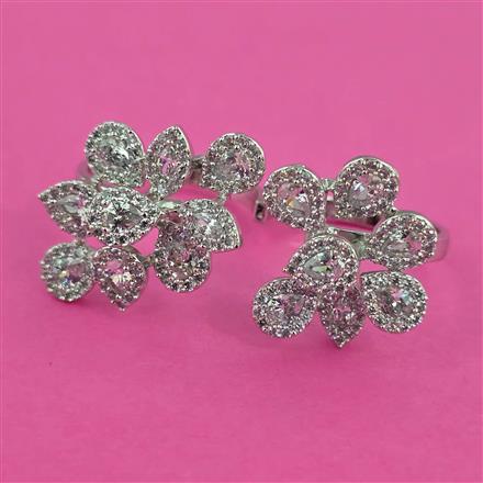 American Diamond Classic Ring with Rhodium Plating 2 Tone Plating Mehndi Plating