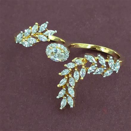 American Diamond Classic Ring with Rhodium Plating 2 Tone Plating Mehndi Plating