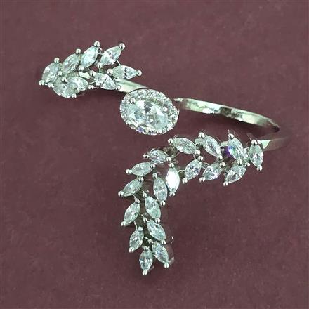 American Diamond Classic Ring with Rhodium Plating 2 Tone Plating Mehndi Plating
