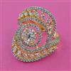 American Diamond Adjustable Ring with Rhodium Plating 2 Tone Plating Mehndi Plating