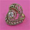 American Diamond Adjustable Ring with Rhodium Plating 2 Tone Plating Mehndi Plating
