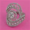 American Diamond Adjustable Ring with Rhodium Plating 2 Tone Plating Mehndi Plating