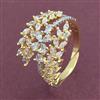 American Diamond Adjustable Ring with Rhodium Plating 2 Tone Plating Mehndi Plating