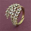 American Diamond Adjustable Ring with Rhodium Plating 2 Tone Plating Mehndi Plating