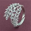 American Diamond Adjustable Ring with Rhodium Plating 2 Tone Plating Mehndi Plating