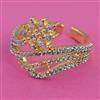 American Diamond Adjustable Ring with Rhodium Plating 2 Tone Plating Mehndi Plating
