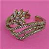American Diamond Adjustable Ring with Rhodium Plating 2 Tone Plating Mehndi Plating