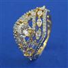 American Diamond Adjustable Ring with Rhodium Plating 2 Tone Plating Mehndi Plating
