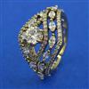 American Diamond Adjustable Ring with Rhodium Plating 2 Tone Plating Mehndi Plating