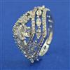 American Diamond Adjustable Ring with Rhodium Plating 2 Tone Plating Mehndi Plating