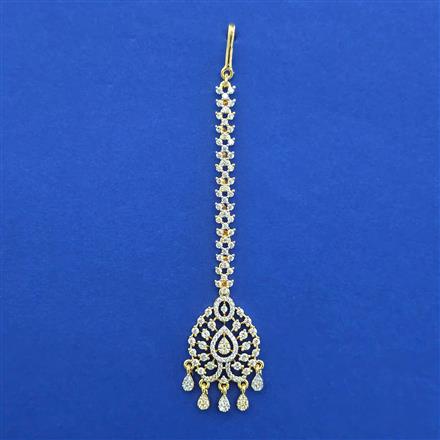 American Diamond Classic Tikka with Rhodium Plating 2 Tone Plating Mehndi Plating