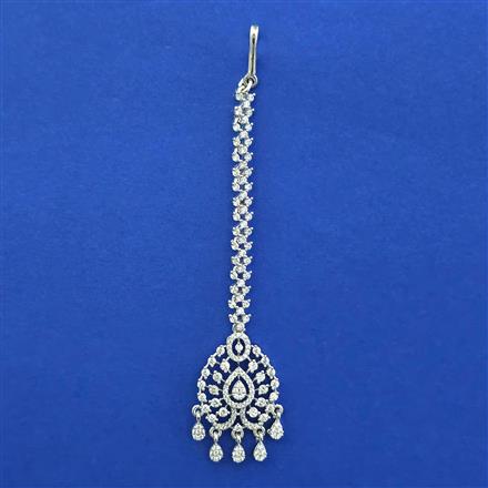 American Diamond Classic Tikka with Rhodium Plating 2 Tone Plating Mehndi Plating