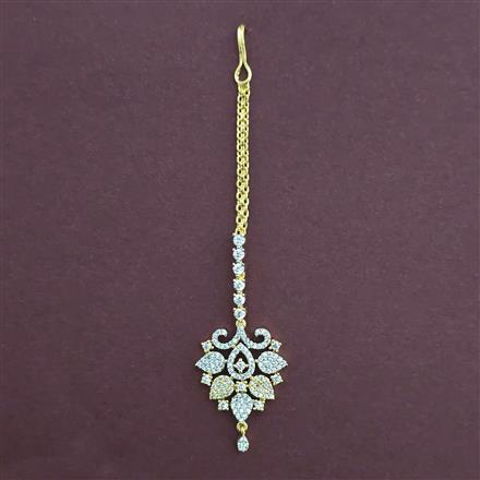 American Diamond Classic Tikka with Rhodium Plating 2 Tone Plating Mehndi Plating
